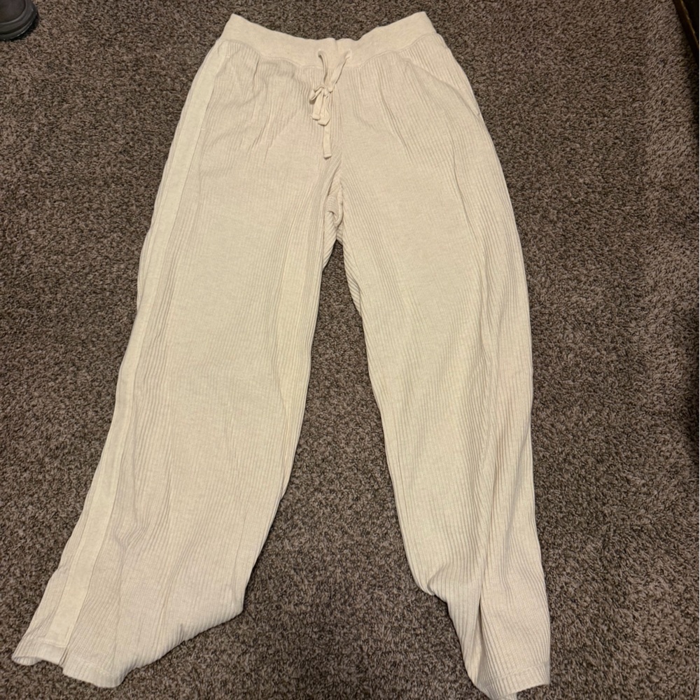 Aerie Cream Ribbed sweats